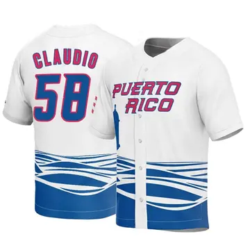 Men's Alex Claudio Puerto Rico Baseball Replica White 2023 World Baseball Classic Jersey