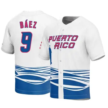 Men's Javier Baez Puerto Rico Baseball Replica White 2023 World Baseball Classic Jersey