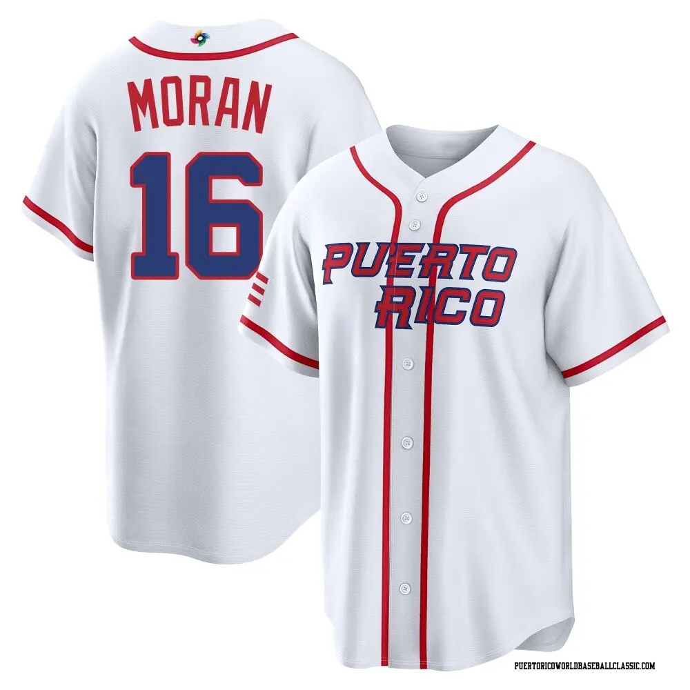 Men's Jovani Moran Puerto Rico Baseball Replica White 2026 World Classic Home Stadium Jersey