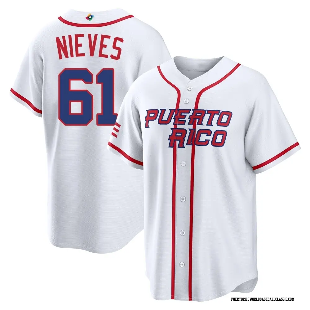 Men's Juan Nieves Puerto Rico Baseball Replica White 2026 World Classic Home Stadium Jersey