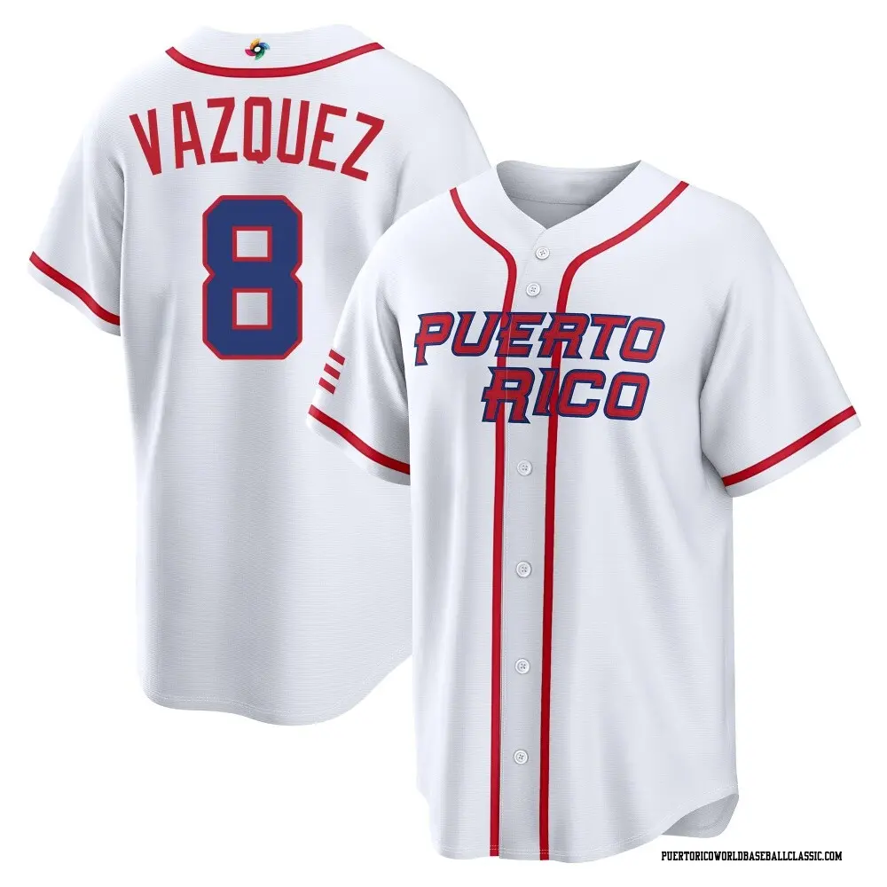 Men's Luis Vazquez Puerto Rico Baseball Replica White 2026 World Classic Home Stadium Jersey