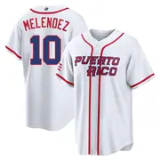 Men's MJ Melendez Puerto Rico Baseball Replica White 2026 World Classic Home Stadium Jersey