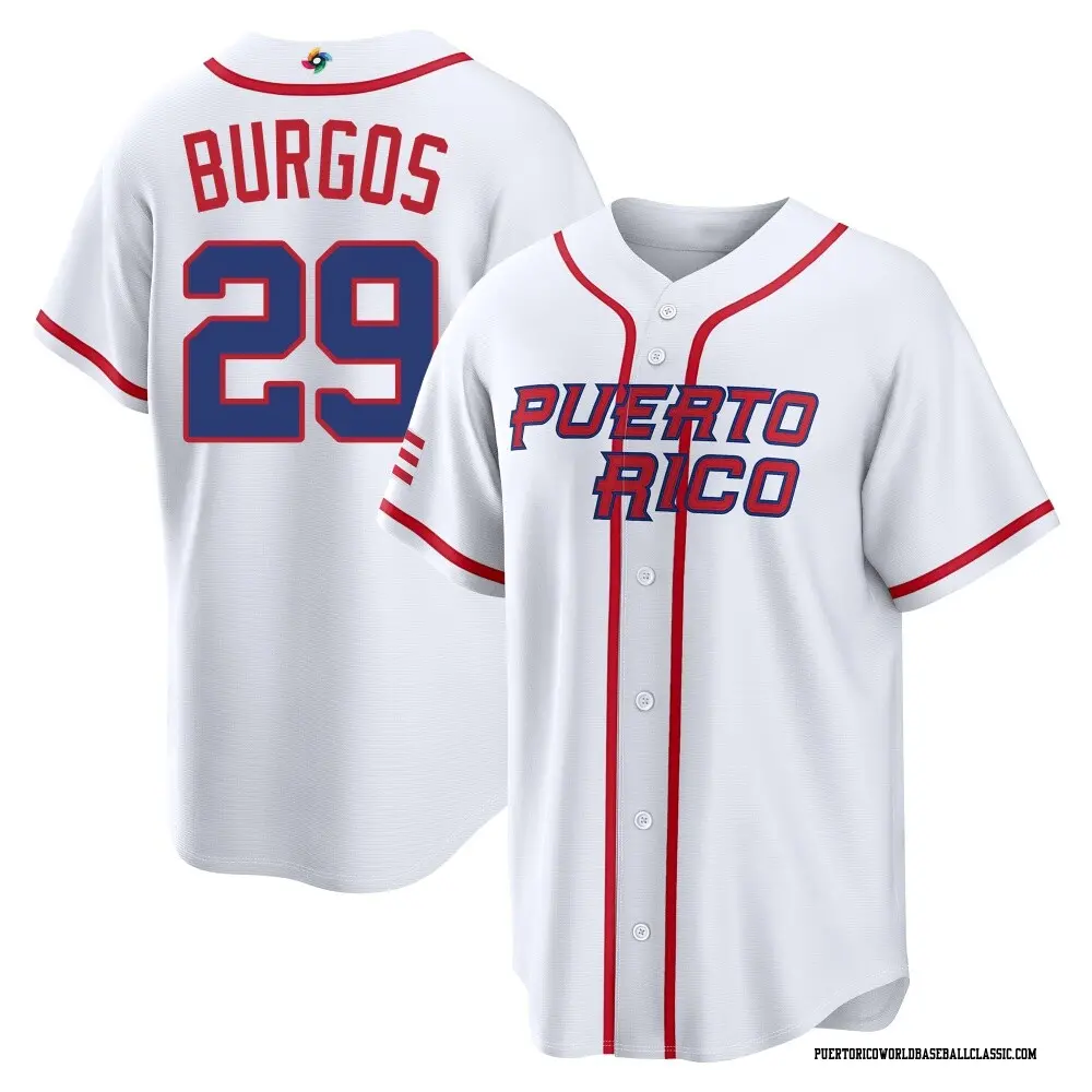 Men's Raymond Burgos Puerto Rico Baseball Replica White 2026 World Classic Home Stadium Jersey