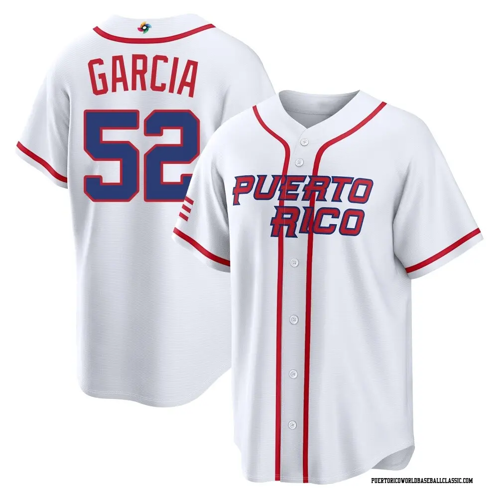 Men's Rico Garcia Puerto Rico Baseball Replica White 2026 World Classic Home Stadium Jersey