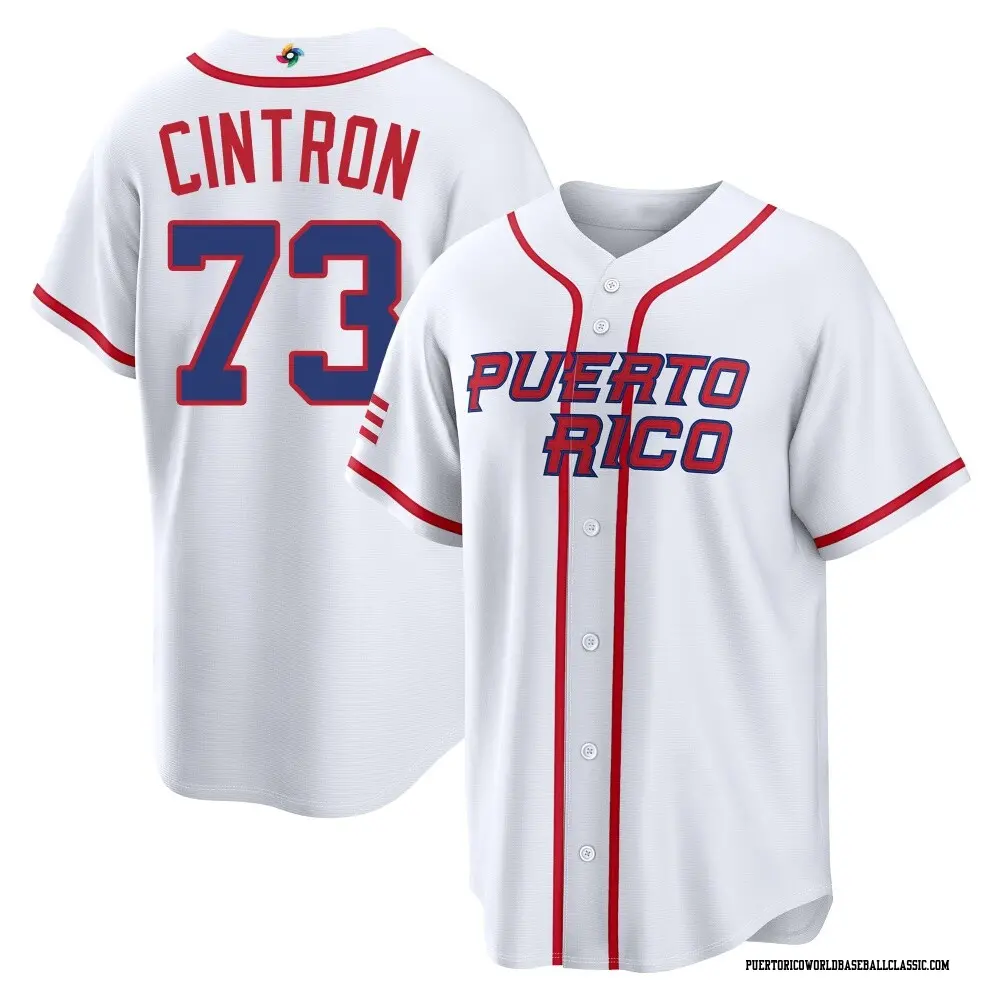 Youth Alexander Cintron Puerto Rico Baseball Replica White 2026 World Classic Home Stadium Jersey