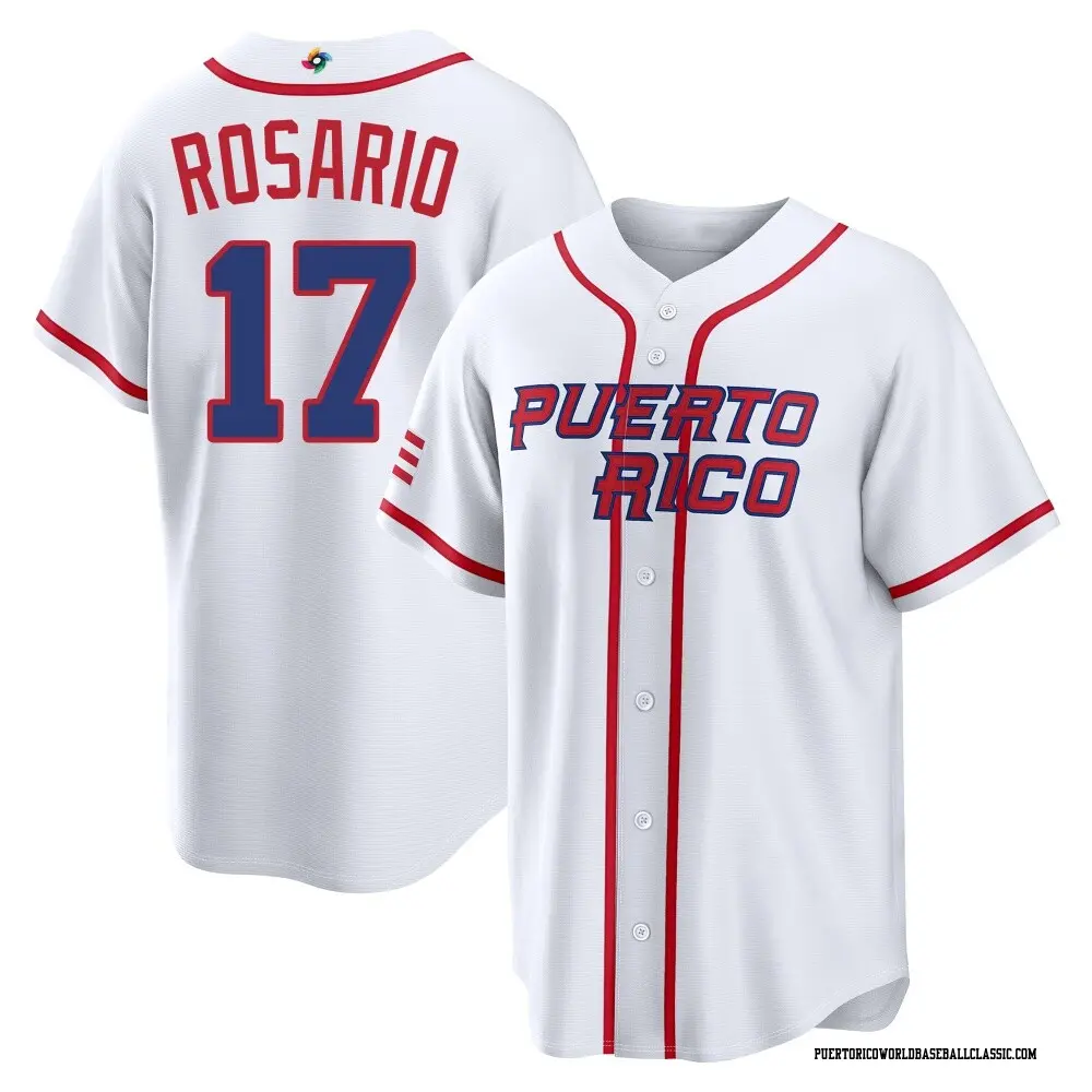 Youth Eddie Rosario Puerto Rico Baseball Replica White 2026 World Classic Home Stadium Jersey