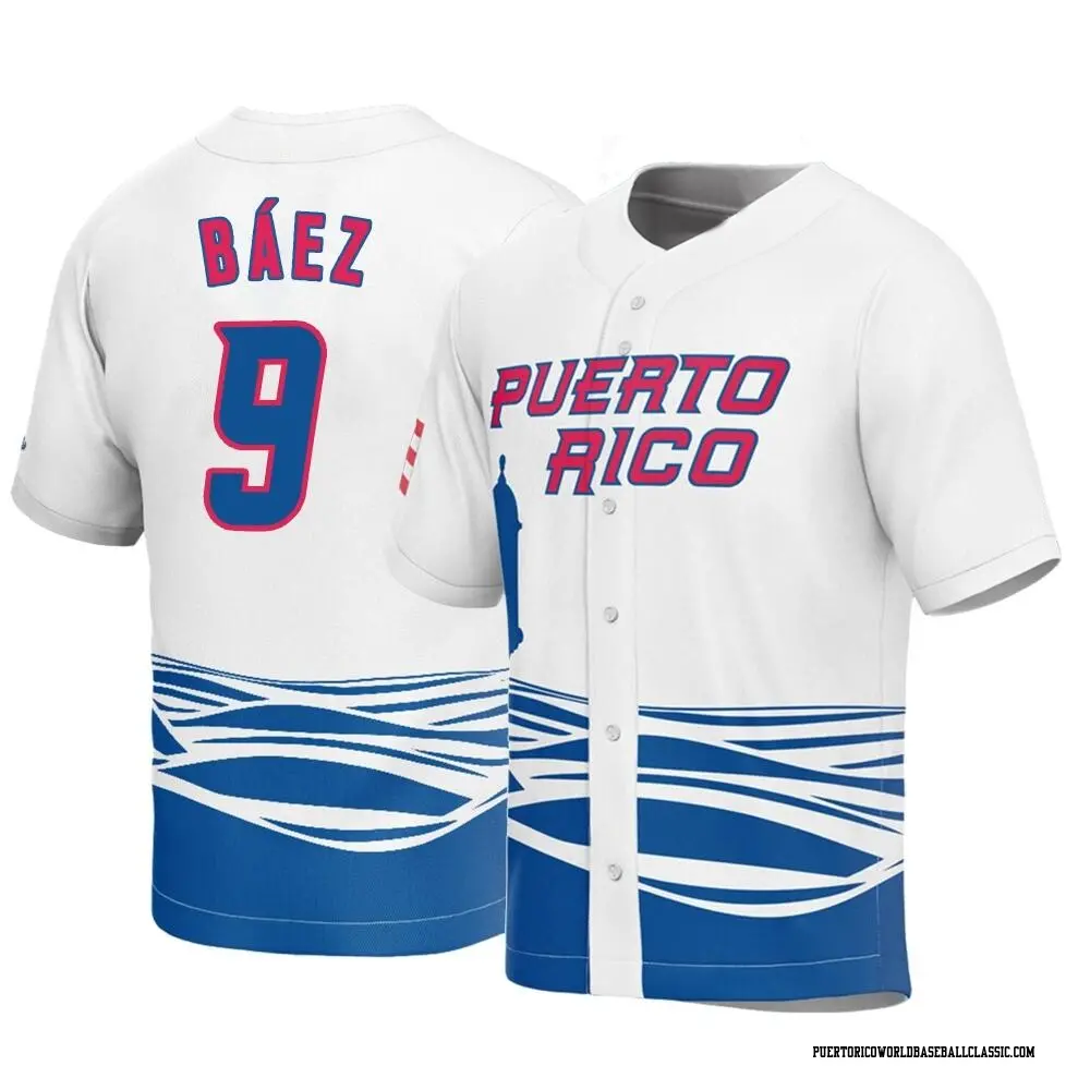 Youth Javier Baez Puerto Rico Baseball Replica White 2023 World Baseball Classic Jersey