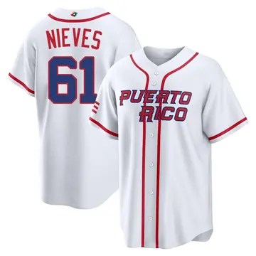 Youth Juan Nieves Puerto Rico Baseball Replica White 2026 World Classic Home Stadium Jersey