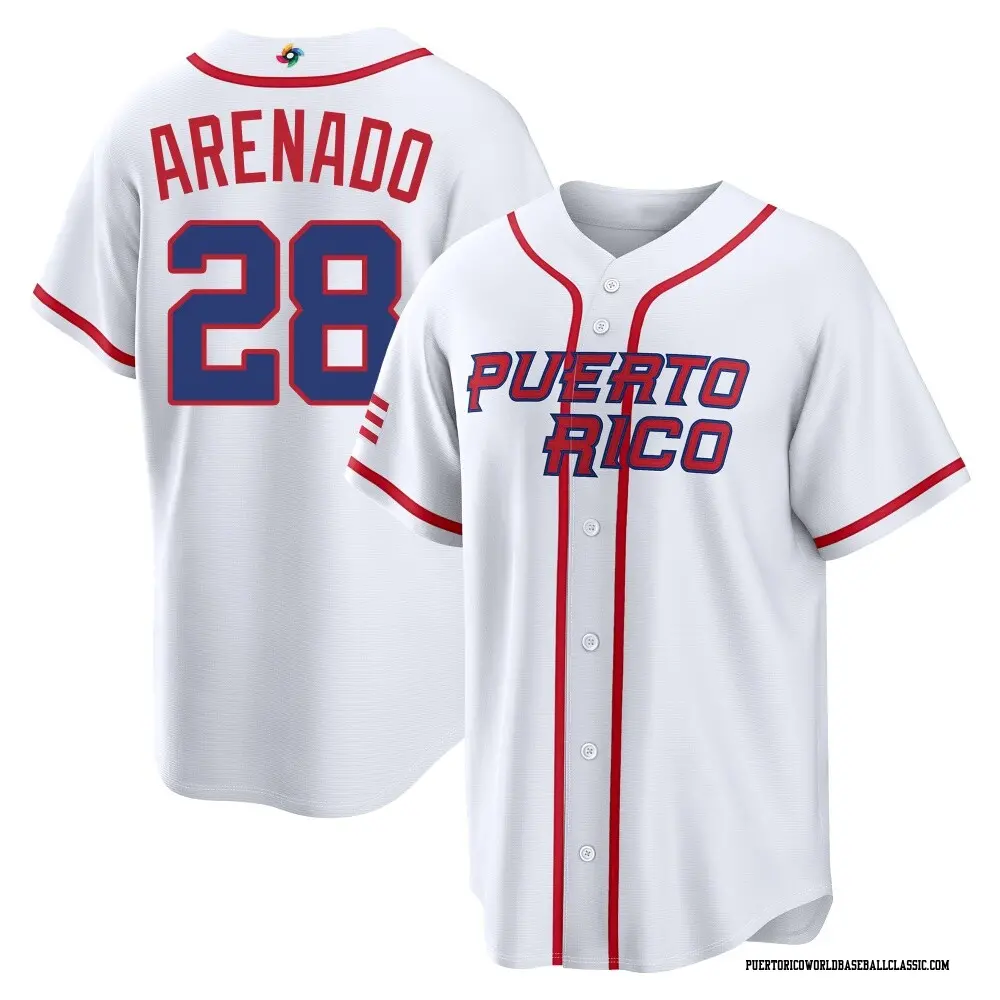 Youth Nolan Arenado Puerto Rico Baseball Replica White 2026 World Classic Home Stadium Jersey