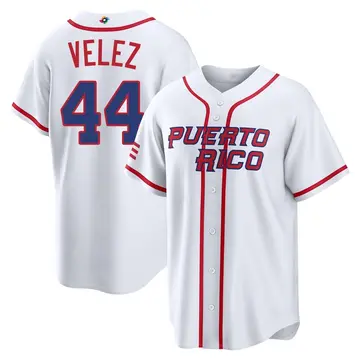 Youth Ricardo Velez Puerto Rico Baseball Replica White 2026 World Classic Home Stadium Jersey